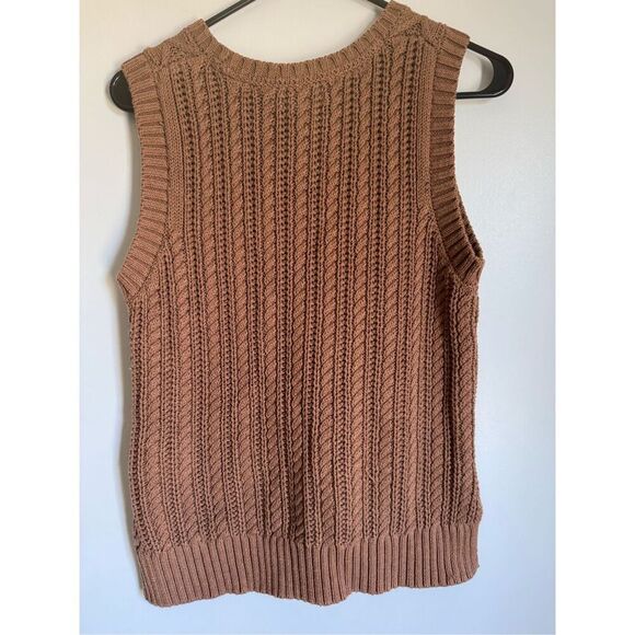 Rachel Zoe Womens Brown Chunky Cable Knit Pullover Sweater Vest sz M Minimalist - Picture 3 of 5
